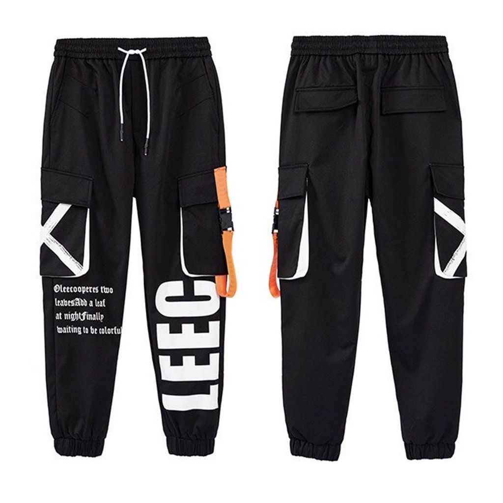 CHẤT DÀY CO GIÃN  Quần jogger nam kaki chữ X phong cách năng động trẻ trung màu đen có bo ống dáng dài