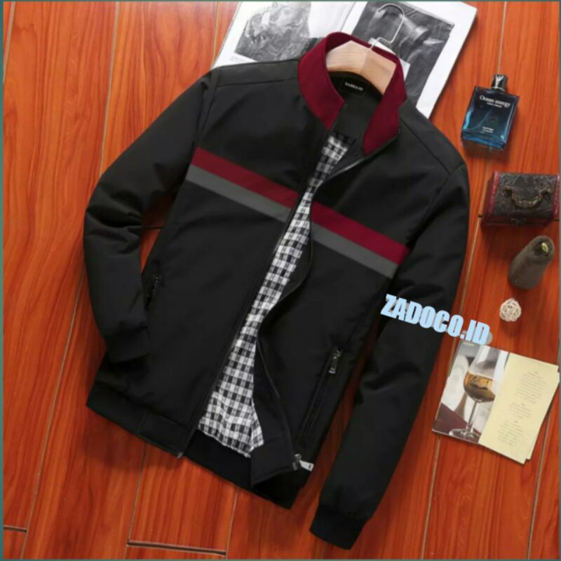 Harringtoon Áo Khoác Nam Màu Trơn Kiểu Dáng Trang Trọng / BOMBER / CAMVAS Chất Liệu Cotton Cao Cấp
