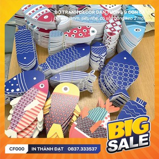 😲Bộ 9 con cá 3D trang trí dán tường - CF005