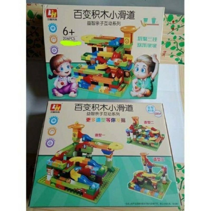 Bộ xếp hình 206 chi tiết cầu trượt cho bé thỏa sức sáng tạo (ảnh thật)