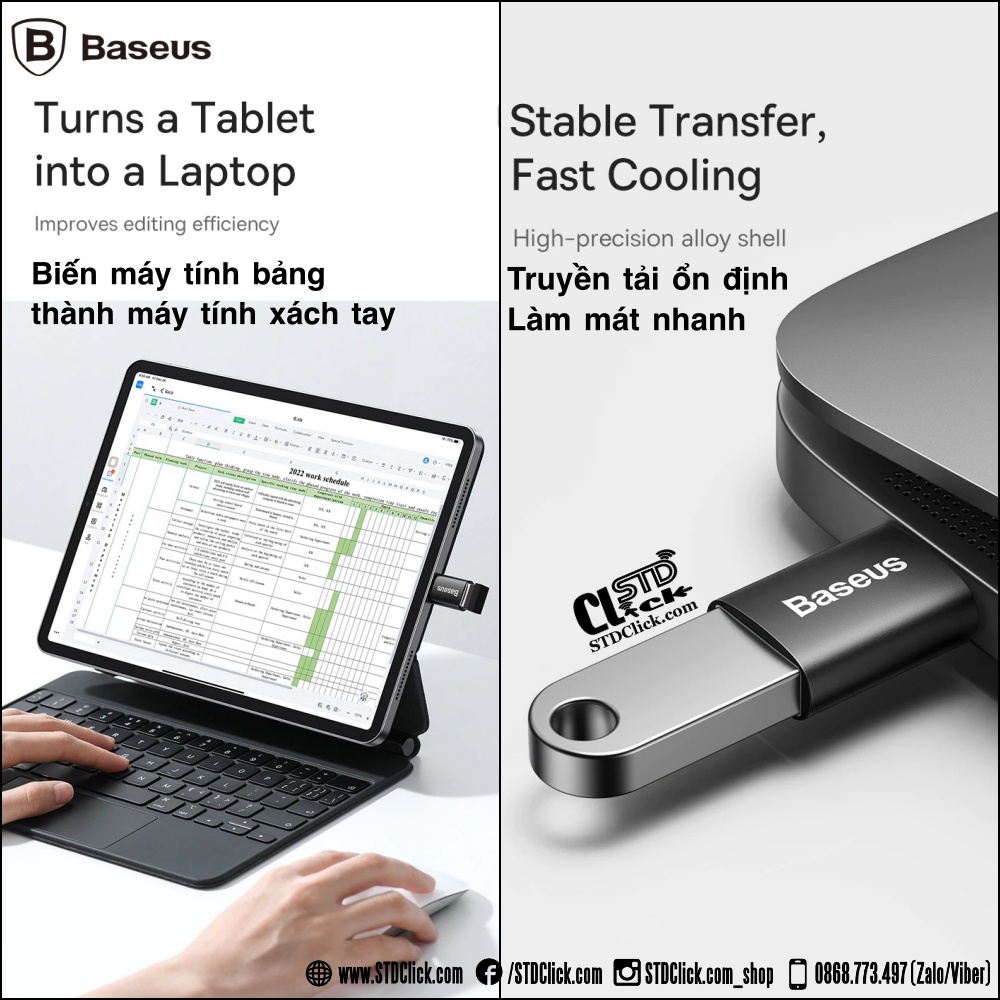 JACK CHUYỂN TYPE C SANG USB 3.1 BASEUS OTG INGENUITY CHÍNH HÃNG