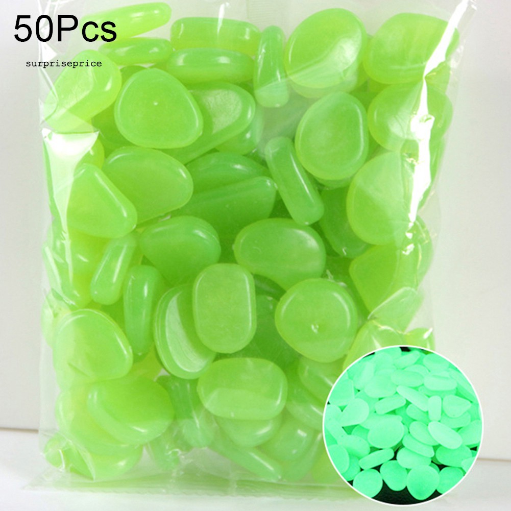 Set 50 viên sỏi dạ quang trang trí bể cá độc đáo