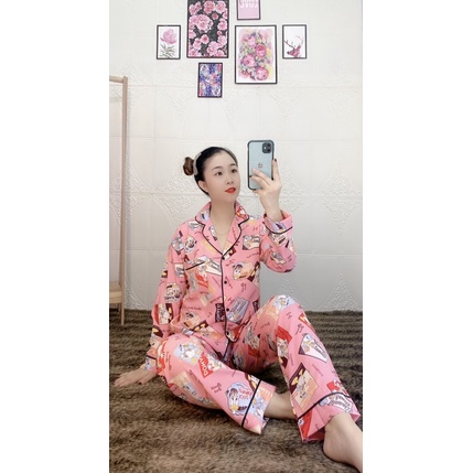 [Mã SKAMLTSM9 giảm 10% đơn 99K] PIJAMA LỤA VIỀN VỊT DONAN ( TAY DÀI QUẦN DÀI )