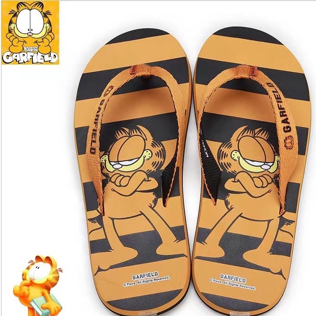 Dép Xỏ Ngón Đi Biển Chống Trượt In Hoạt Hình Mèo Garfield Dễ Thương Cho Các Cặp Đôi