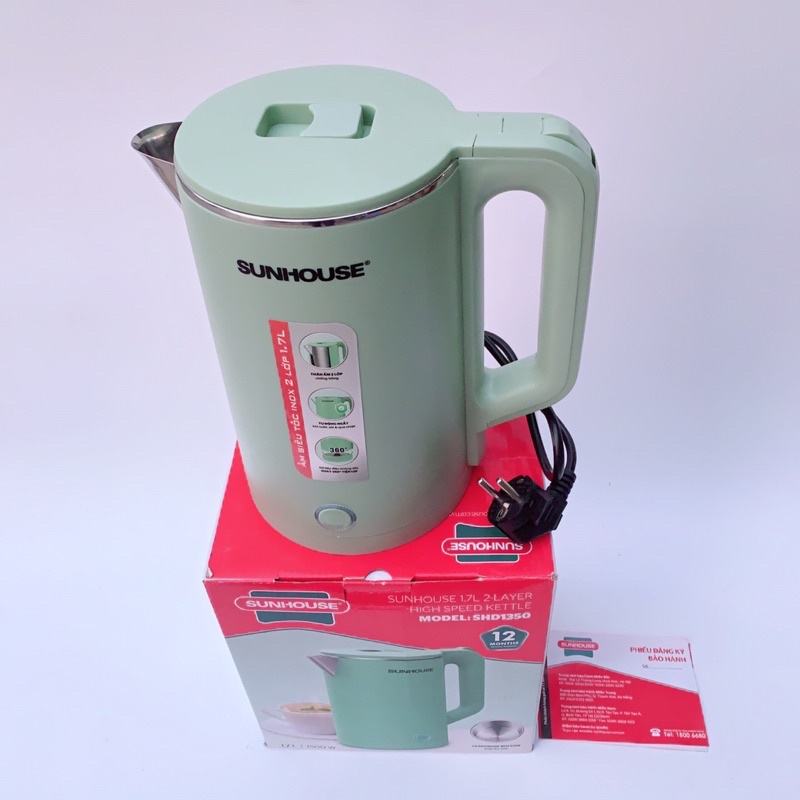 Ấm siêu tốc SUNHOUSE Inox 2 lớp 1.7L SHD1350