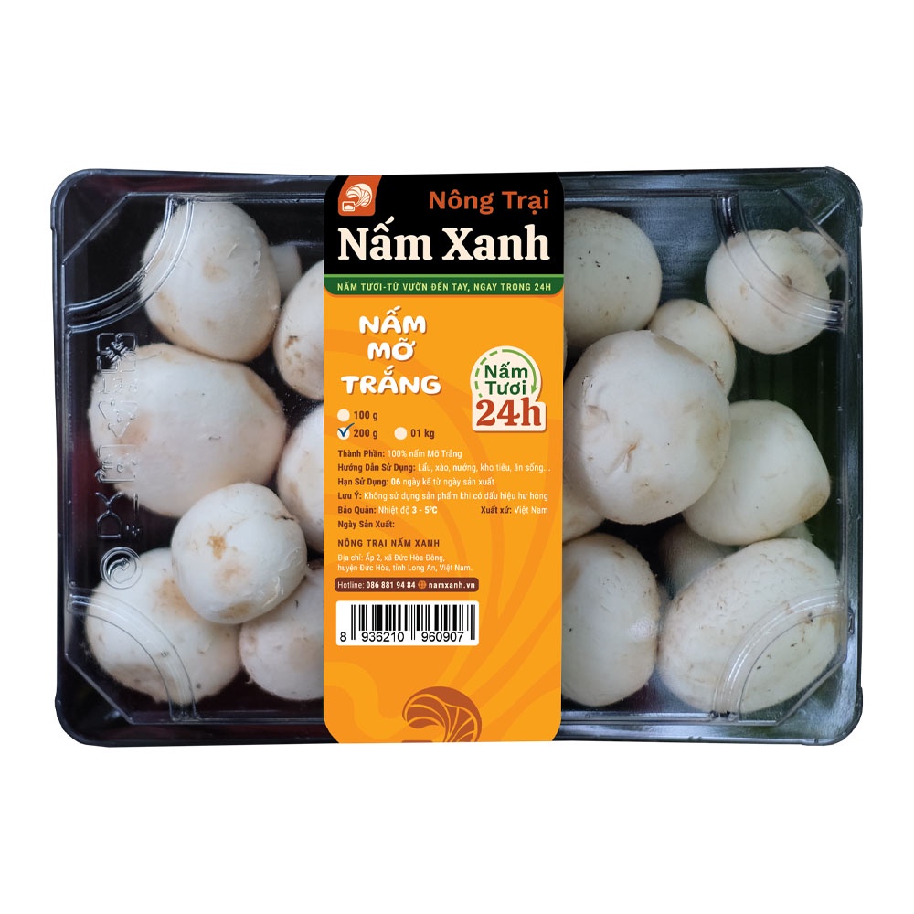 [HCM] Nấm Mỡ Trắng Tươi 600gr 1kg Sạch Ngon Bổ Dưỡng - Nông Trại Nấm Xanh