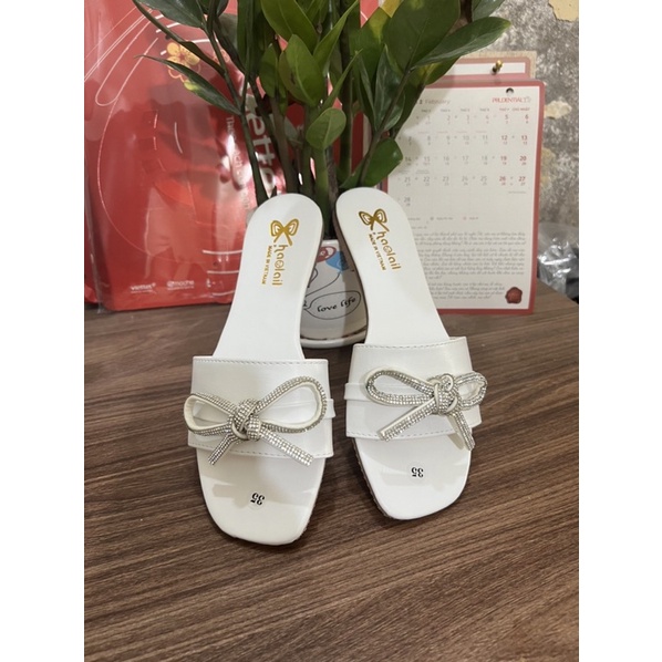 Dép lê nữ quai ngang thắt nơ nhiều màu sắc