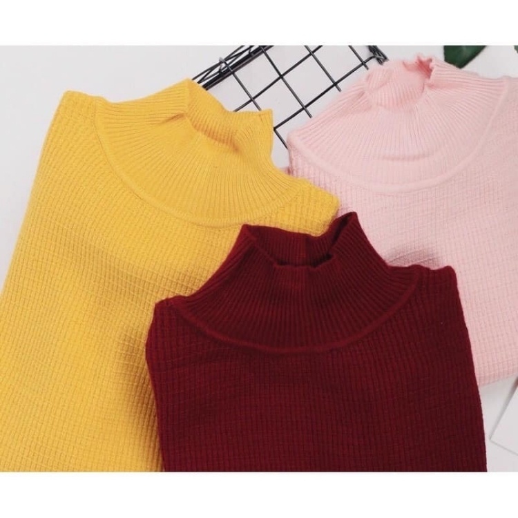 Áo len nữ hàn quốc cổ lọ form rộng dài tay dày đẹp Moonki AL01