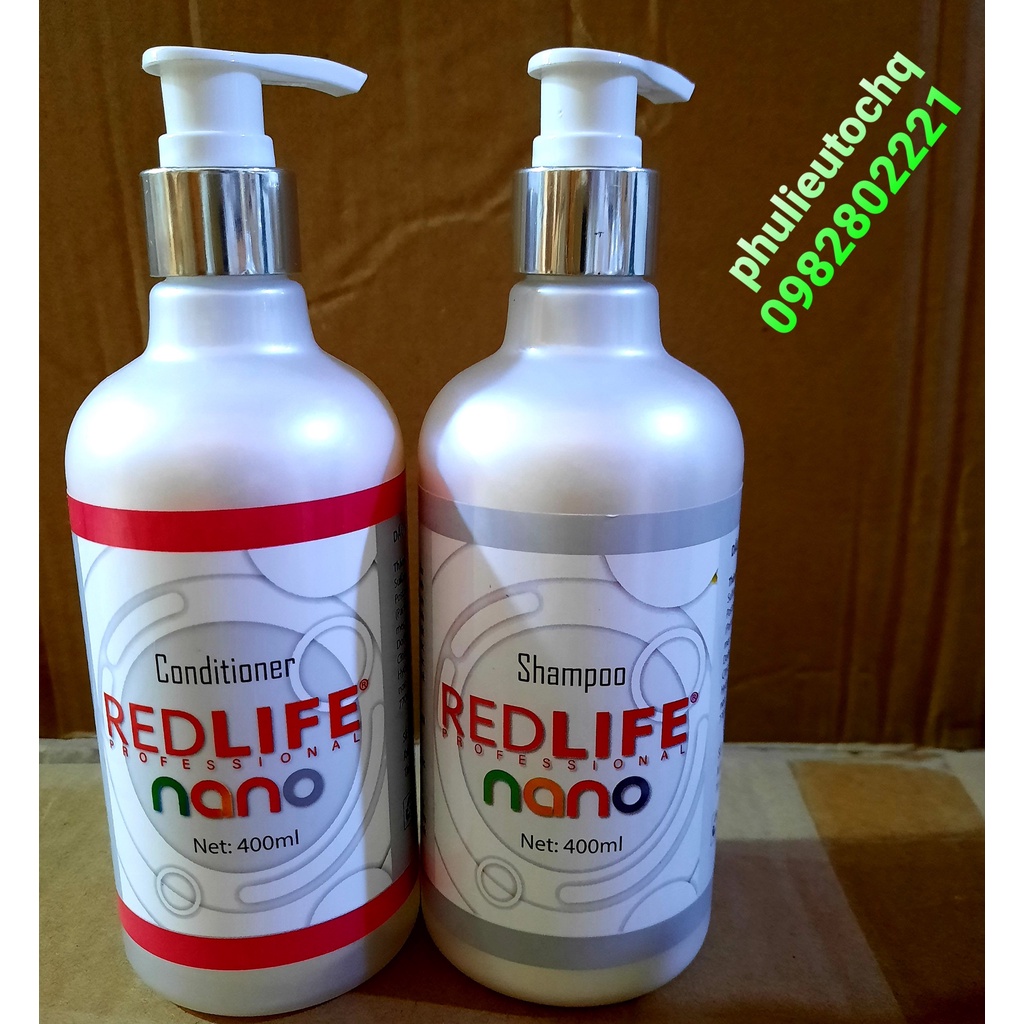 Combo dầu gội, xả nano phục hồi tóc tư tổn redlife 400ml