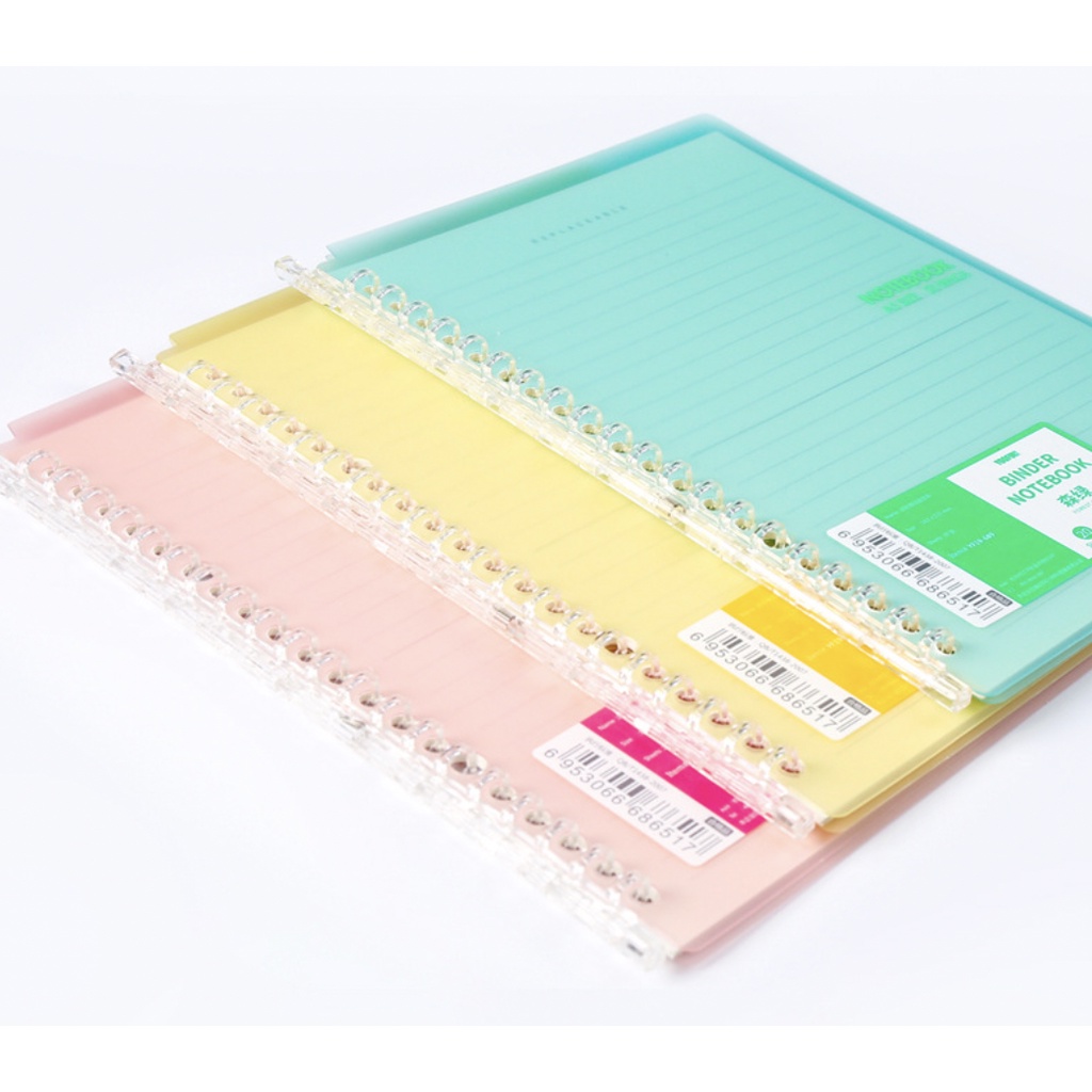 [Mã LIFEXANH03 giảm 10% đơn 500K] Sổ còng binder YOOFUN bìa dẻo màu pastel trong suốt size A5 (20 lỗ) / B5 (26 lỗ)