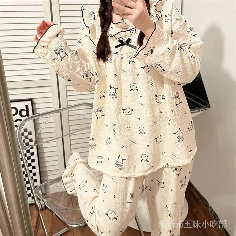 Bộ Đồ Ngủ Tay Dài Phồng In Họa Tiết Công Chúa Pacha Dễ Thương Phong Cách Nhật Bản Thời Trang Mùa Thu Cho Nữ