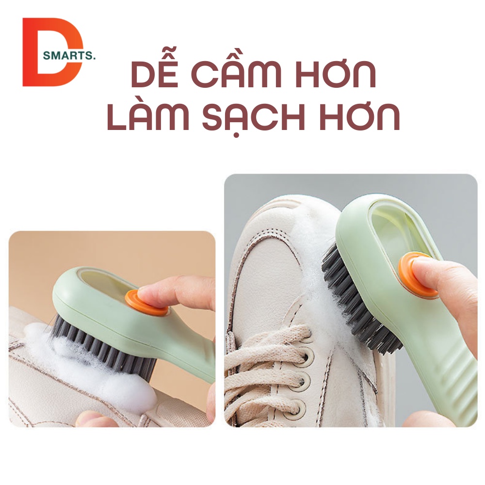 Bàn chải chà giày có ngăn chứa nước giặt,  Bàn chải cọ rửa đa năng 3 trong 1 có hộc chứa xà phòng có thể treo tường