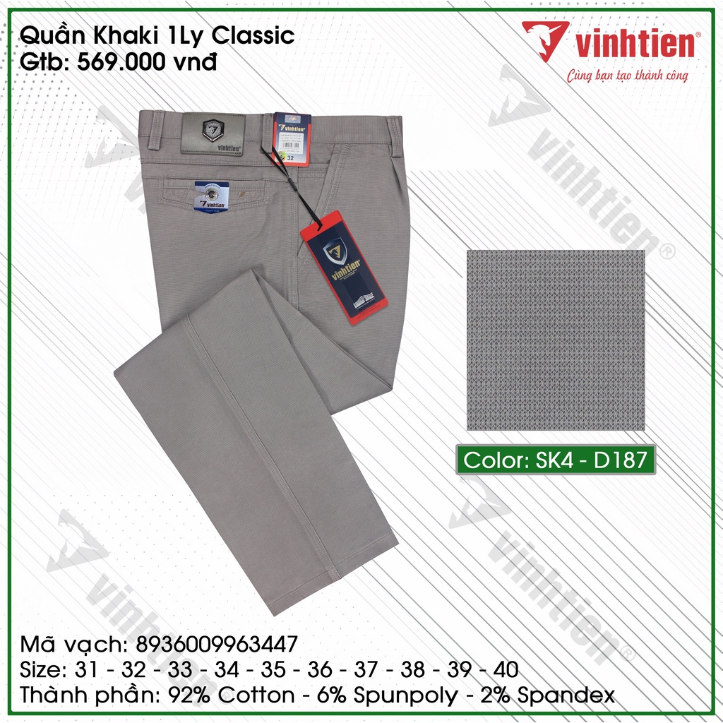 Quần Kaki Trung Niên 1ly Classic Cotton Vĩnh Tiến 569