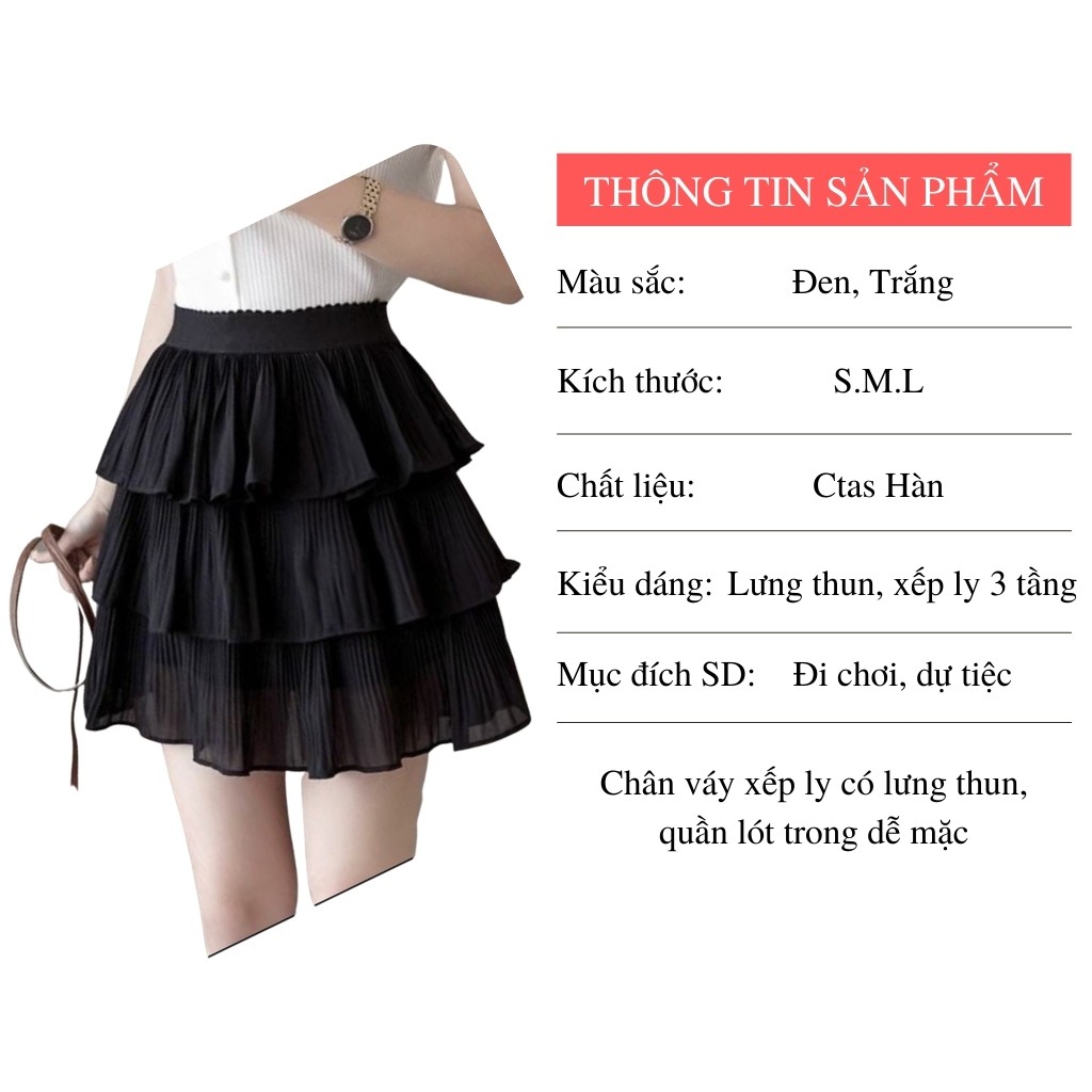 Chân váy xếp ly 3 tầng ngắn xòe cạp cao có quần lót trong lưng thun thời trang dễ mặc DUMISA CV03 | BigBuy360 - bigbuy360.vn