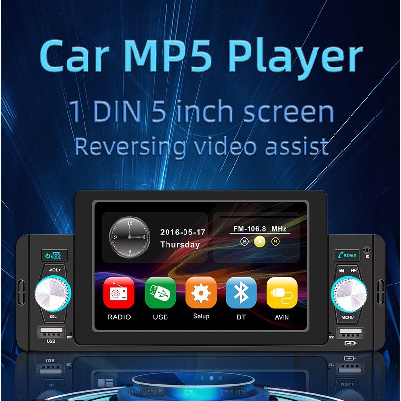 Máy nghe nhạc MP5 NOVSIGHT 5 Inch 1 Din IPS màn hình cảm ứng BT/ TF/ FM/ USB/ Mirrorlink dành cho xe hơi