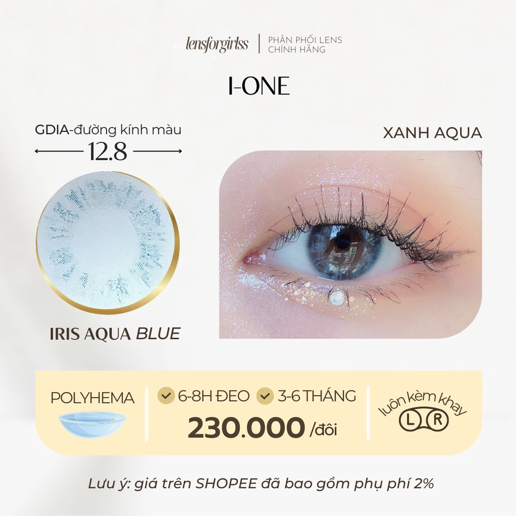 Kính áp tròng xanh biển tự nhiên IRIS AQUA - Made in Korea | HSD 3-6 tháng | Lens cận