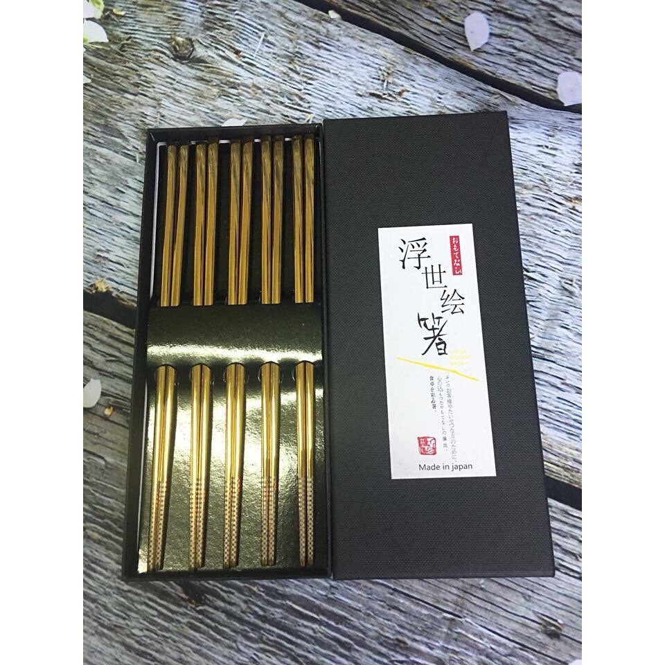 SET 5 ĐÔI ĐŨA INOX 304 ĐẶC RUỘT JAPAN