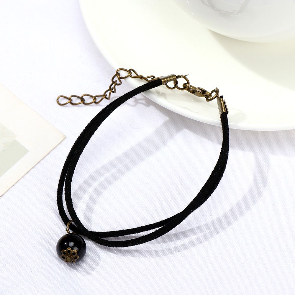 Vòng Tay Màu Đen Phối Ren Hoa Có Mặt Dây Phong Cách Gothic Thời Trang Cho Nữ