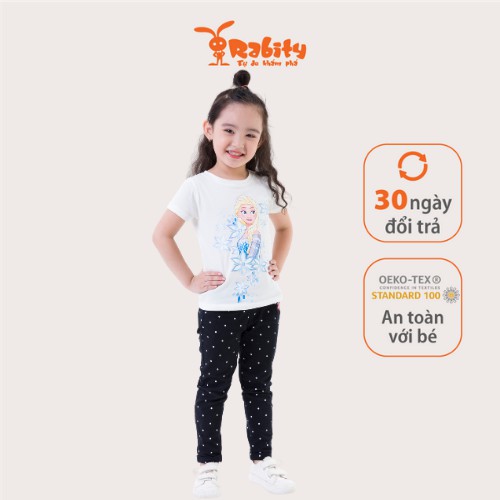 Áo thun bé gái ngắn tay Rabity cotton in hình công chúa Elsa 5122.5117