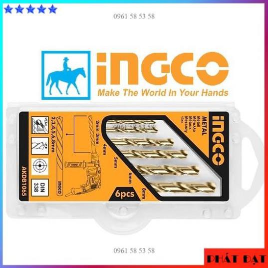 iNGCO Bộ 6 mũi khoan kim loại gỗ sắt 2mm - 8mm HSS AKDB1065 - TĐSG