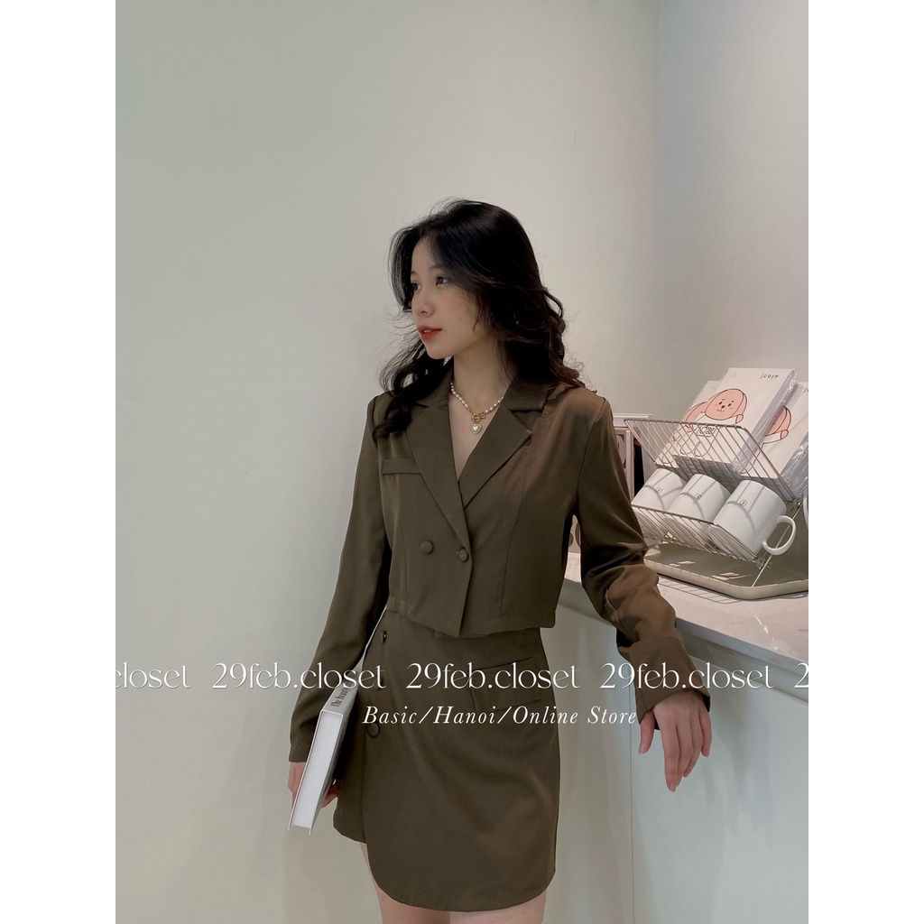 Set áo blazer có đệm vai kèm quần giả váy - 29feb.closet - S27