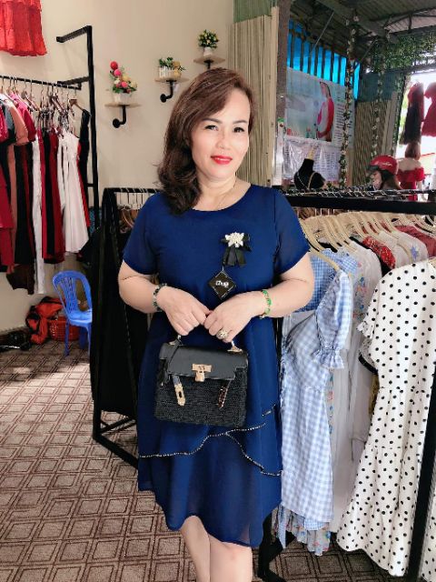 Đầm dự tiệc trung niên đầm dáng suôn đầm bigsize che bụng(55kg - 67 kg ) | BigBuy360 - bigbuy360.vn