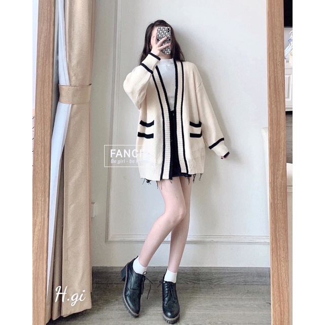 Áo Cadigan viền hai màu Freesize <65kg | BigBuy360 - bigbuy360.vn