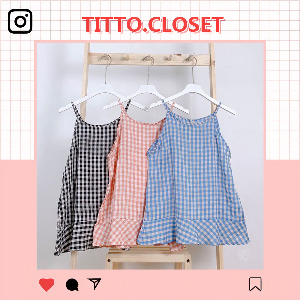 Áo Yếm Caro Đuôi Cá Cực Xinh - Ảnh Thật - Titto Closet