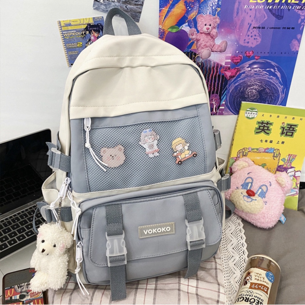 Balo cặp ulzzang basic nữ thời trang đi học đi chơi du lịch giá rẻ đựng vừa laptop canvas STYLE LƯỚI | steven