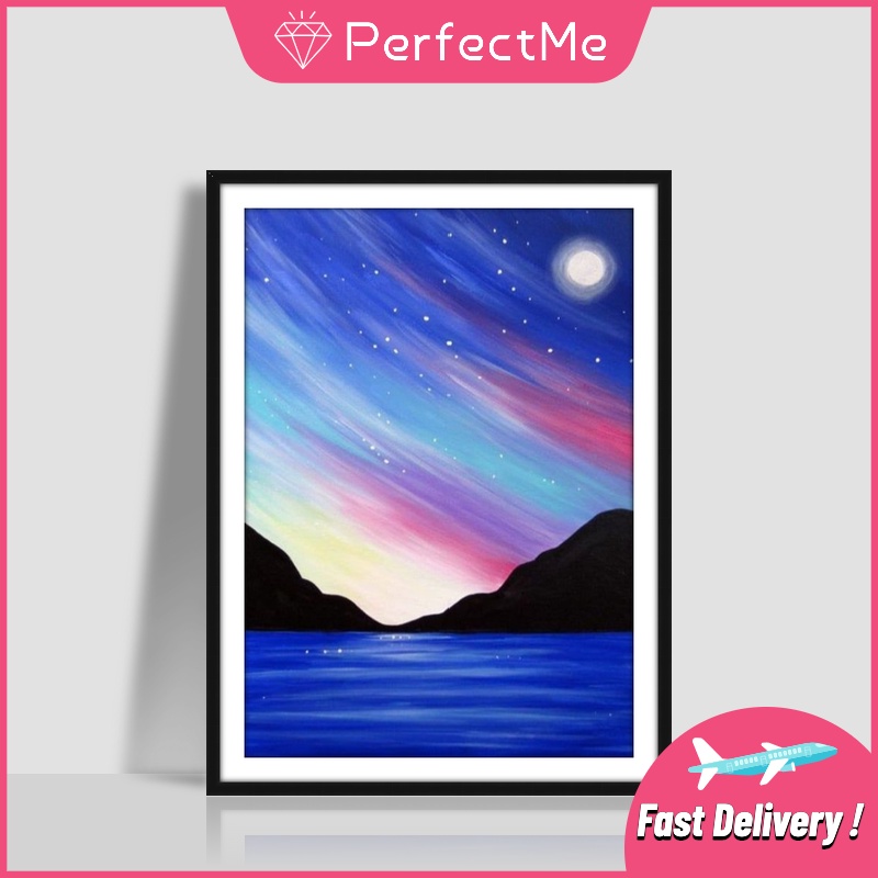 Bộ tranh đính đá 5D họa tiết bầu trời đêm độc đáo kích thước 30x40cm DIY dùng trang trí nhà cửa