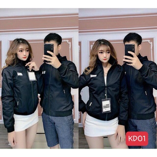 áo khoác nam nữ, [free ship] áo khoác đôi nam nữ chất dù 2 lớp, áo màu đen 3 sọc, mũ tháo rời