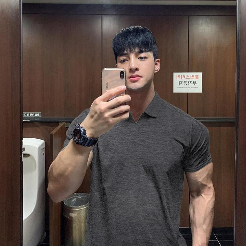 Mới Áo Thun Polo Nam Tay Ngắn Cổ Chữ V Thời Trang