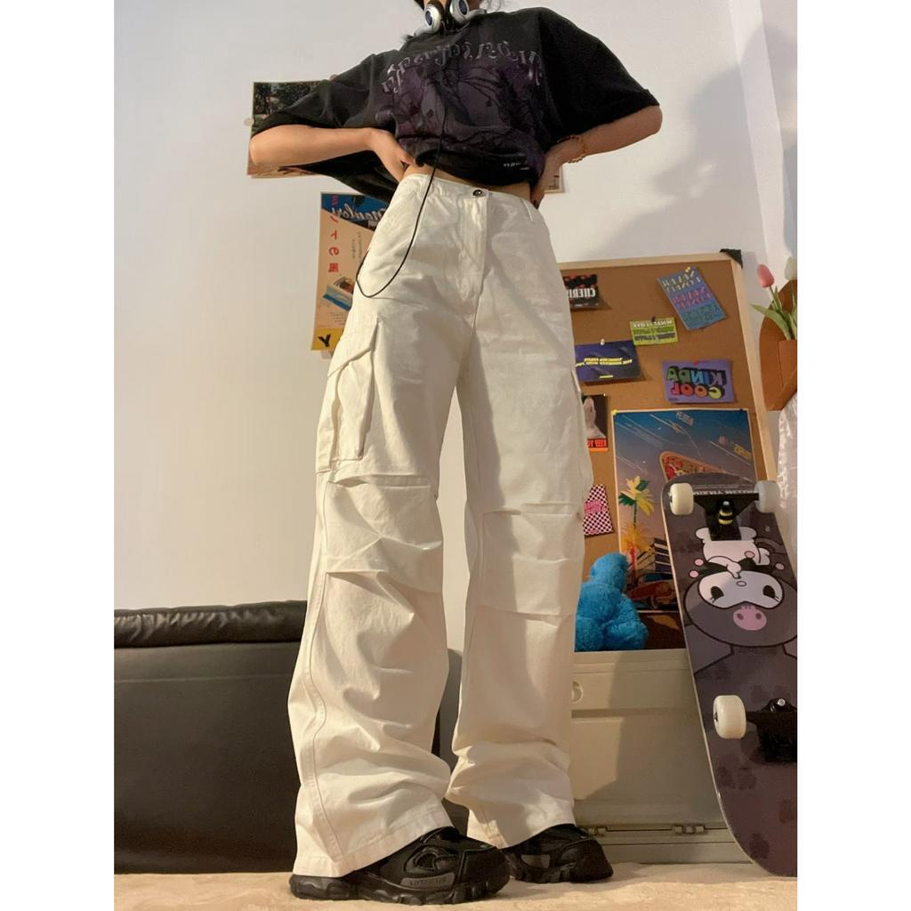 QADCOL Quần ống rộng Lưng Cao Phong Cách Âu Mỹ Cổ Điển Thời Trang Cho Nam Và Nữ