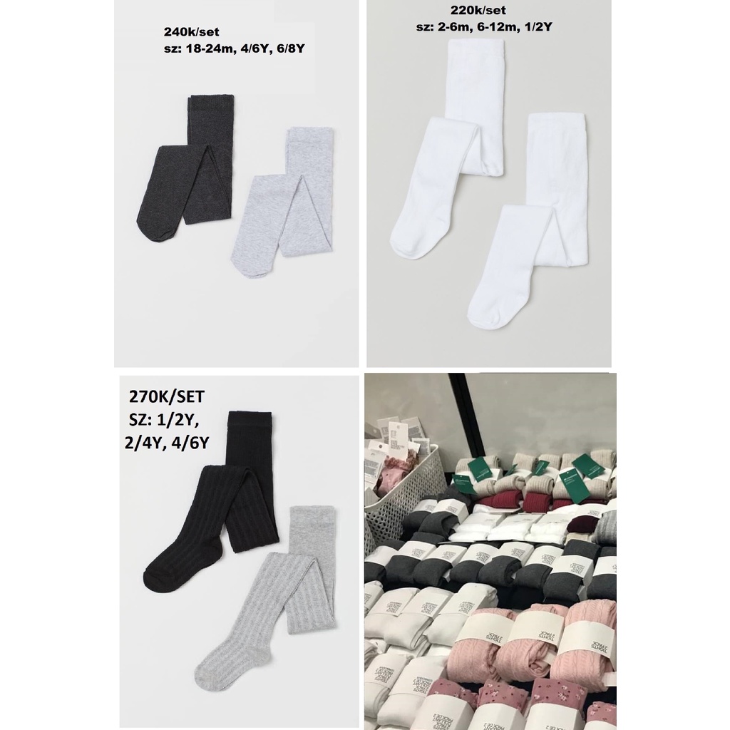 HM H&M Auth Set 2 quần tất bé gái size 1/2y 4/6y 6/8y
