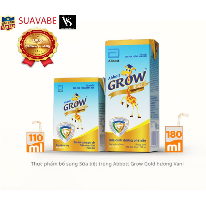 Thùng 48 Hộp Sữa Pha Sẵn Abbott Grow Gold Hương Vani - 36 hộp x 110ml