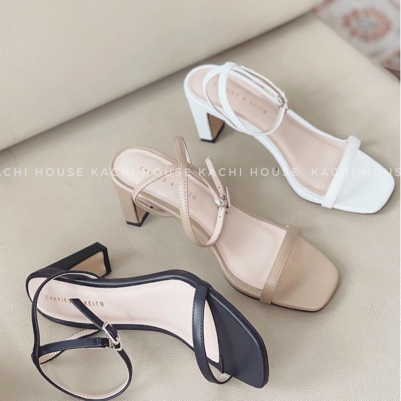 Sandal da lỳ mịn dây mảnh gót dép thấp - 5P