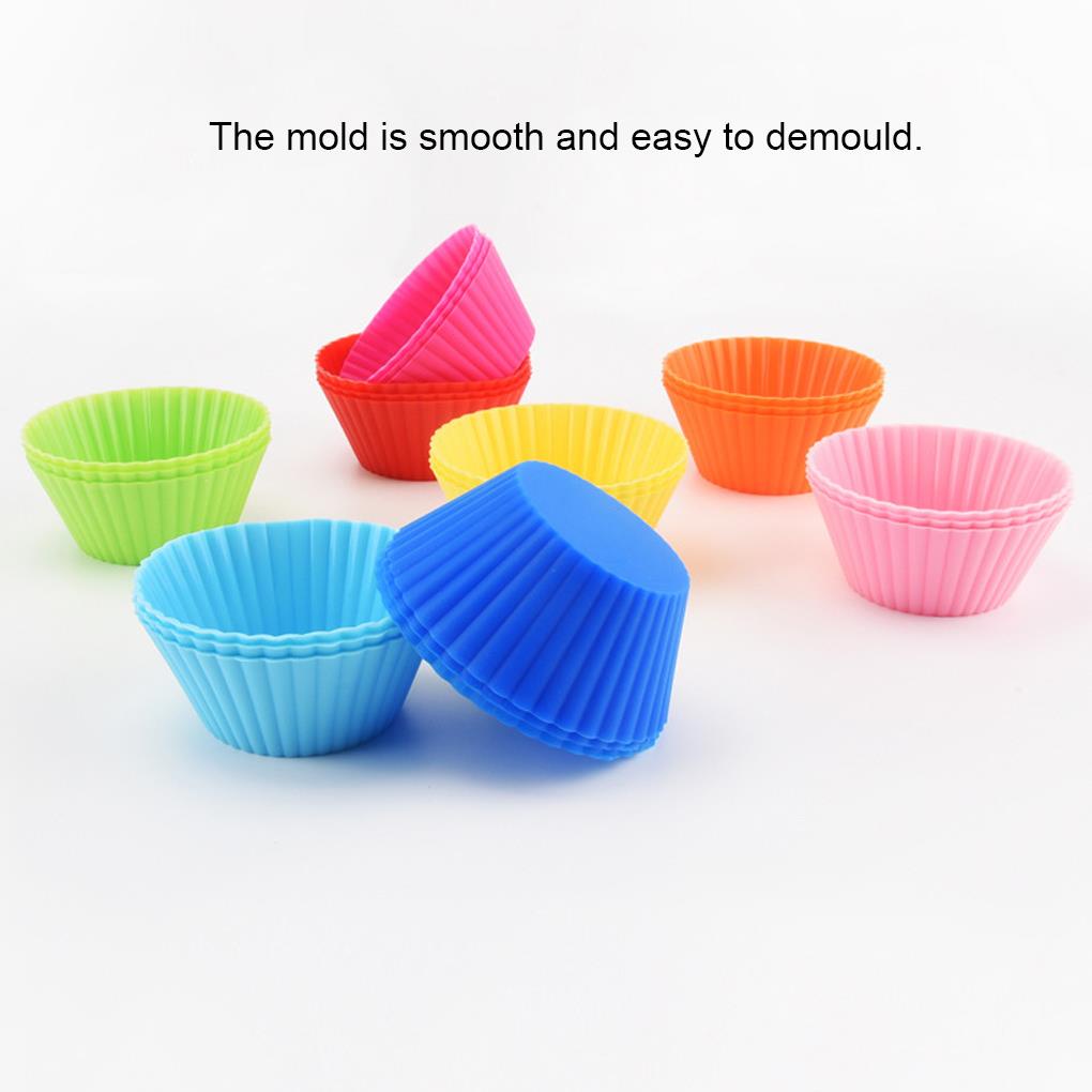 [Voll]24 Pieces Baking Cups Silicone Reusable Cupcake Muffin Liners Multicolor Non-stick Molds Set Mould Bakeware