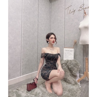 váy body lưới tay hến