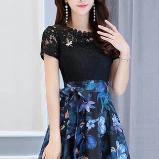 siêu phẩm về size L ạ   :-*  :-*  :-*  ĐẦM XÒE TRÊN REN ĐEN DƯỚI TÙNG VOAN HOA THẮT NƠ EO siêu cute