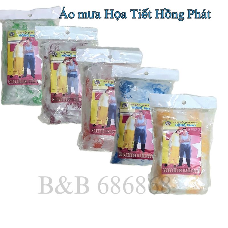 Áo mưa túi tiện lợi họa tiết Hồng Phát và Hoàng Gia hàng loại chuẩn loại 1