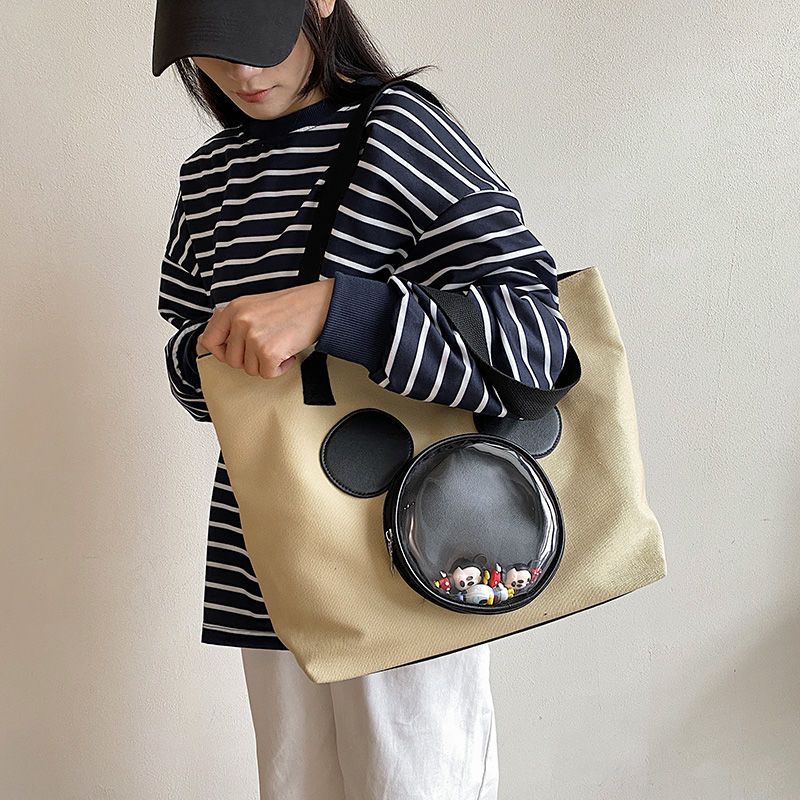 Túi Tote HAPPY HOMLIV vải canvas cỡ lớn khổ A4 tiện dụng cho nữ Túi Canvas Cỡ Lớn