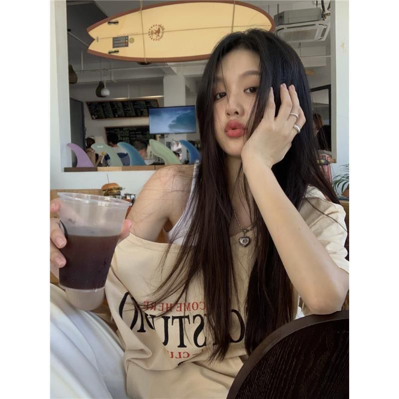 Set đồ COZOKC gồm áo thun không tay và áo khoác ngoài ngắn tay trễ vai phong cách Hàn Quốc cho nữ