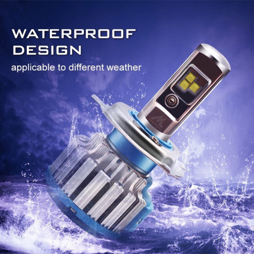 Đèn pha led Turbo 1 đèn pha chân H4 sáng trắng cho xe máy ô tô -DTBT1