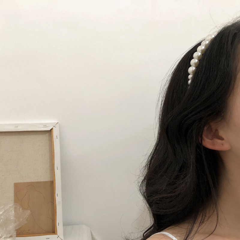 Băng đô tóc đính hạt ngọc trắng phong cách Hàn Quốc ngọt ngào_M1235