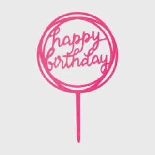 Mica HPBD 2 vòng tròn hồng nhạt