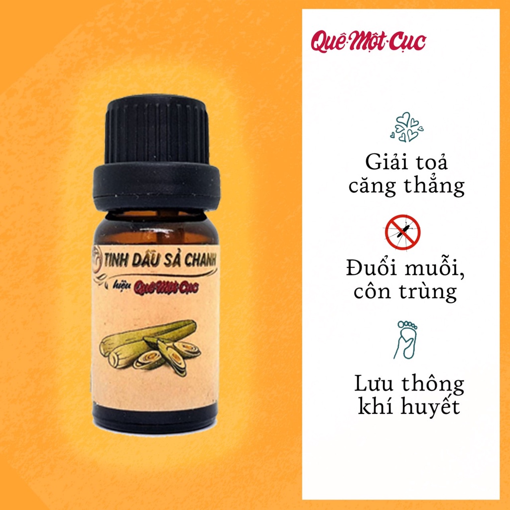 Tinh dầu sả chanh LOẠI XỊN, tinh dầu đuổi muỗi, 100% nguyên chất, chiết tách đặc biệt QUÊ MỘT CỤC 10ml (handmade)