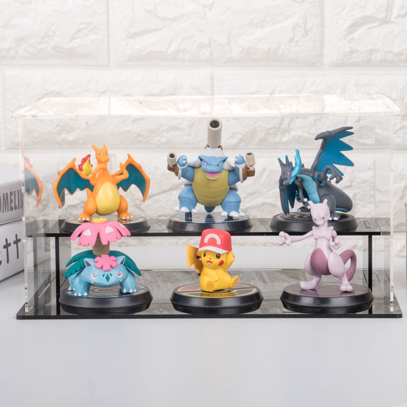 Bộ 6 mô hình nhân vật anime Pokemon Pikachu Mewtwo Charizard Venusaur Blastoise đồ chơi bằng PVC