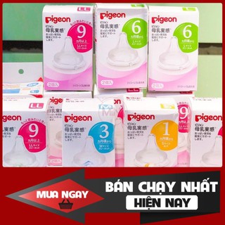 Hộp 2 Núm Ti Pigeon Cổ Rộng Nội Địa Nhật Đủ Size ( S,M,L,LL)