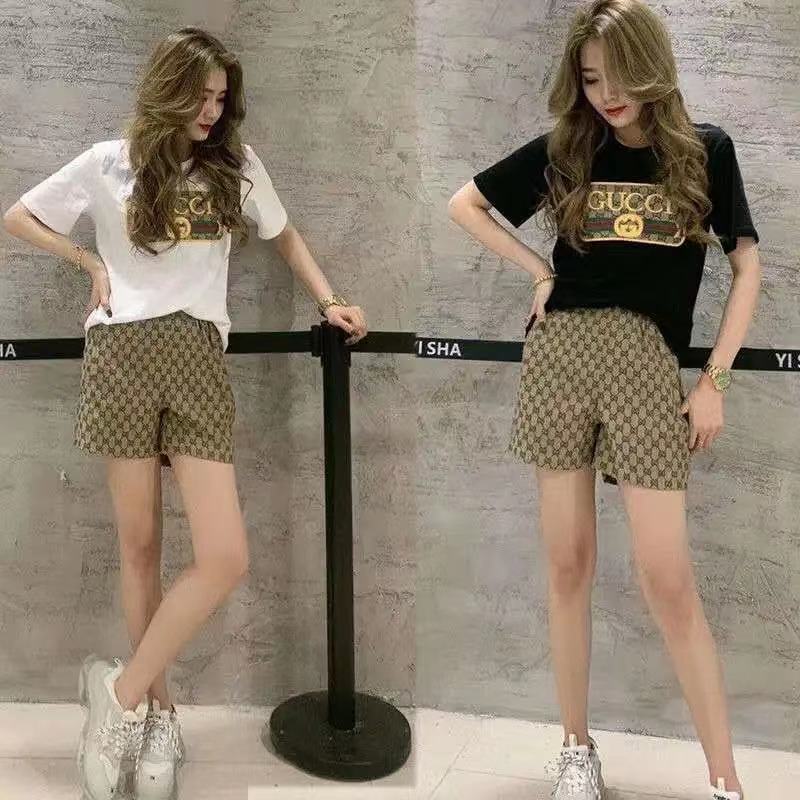 Set Áo Thun Cotton + Quần Sọt Thời Trang Đi Biển Cho Nữ