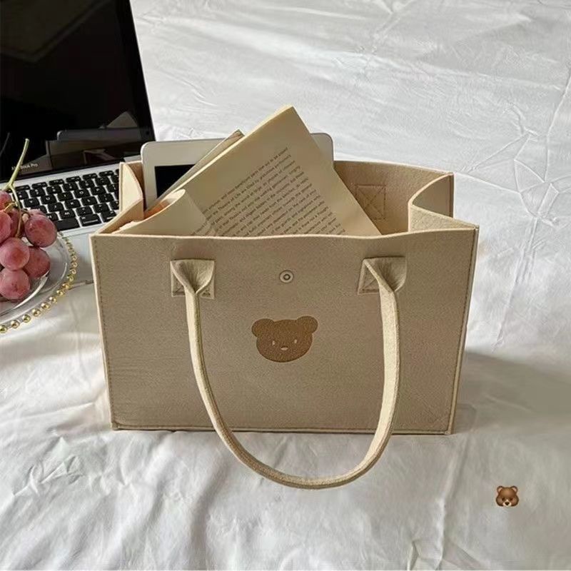 Túi Xách Cầm Tay Đa Năng Họa Tiết Gấu Hoạt Hình Dễ Thương